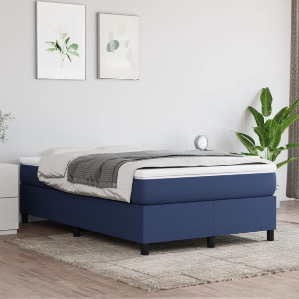 vidaXL Cama box spring con colchón tela azul 120x200 cm