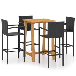 vidaXL Conjunto de bar para jard&iacute;n 5 piezas negro