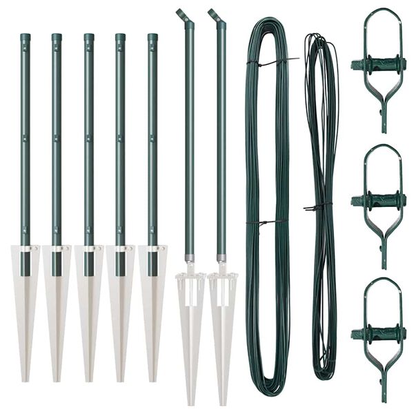 vidaXL Poste de Valla 7 pcs Verde Acero