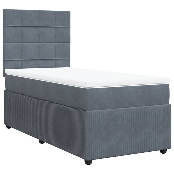 vidaXL Cama box spring con colch&oacute;n terciopelo gris oscuro 80x200 cm