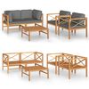 vidaXL Set de muebles de jard&iacute;n 5 pzas madera de teca y cojines gris
