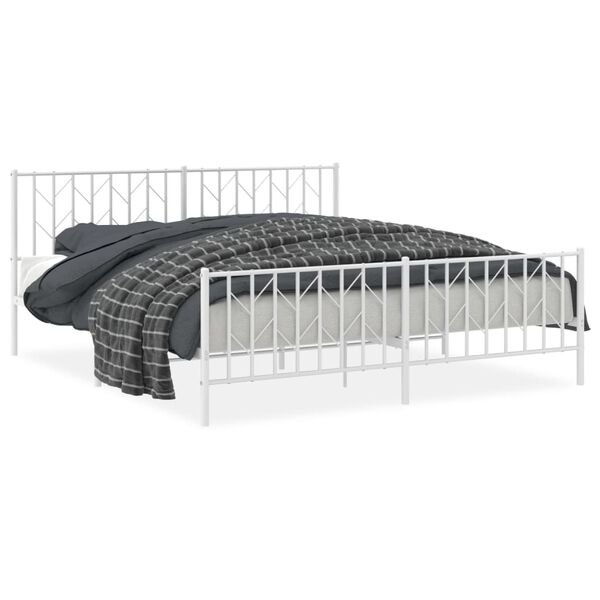 vidaXL Estructura cama sin colch&oacute;n con estribo metal blanco 183x213 cm