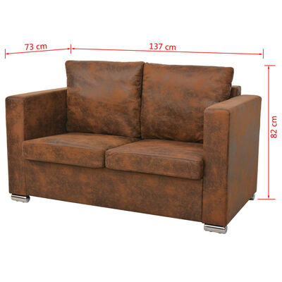 vidaXl Conjunto de sofás de 2 piezas de piel artificial de ante