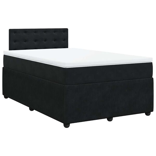 vidaXL Cama box spring con colch&oacute;n terciopelo negro 120x200 cm