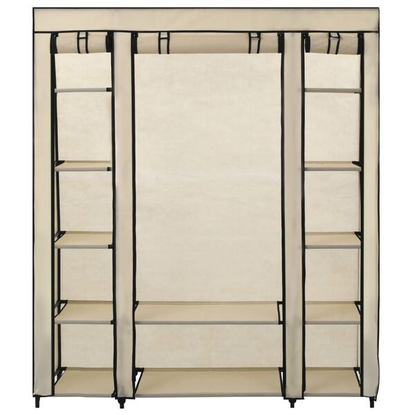 vidaXL Armario con compartimentos y varillas tela crema 150x45x176 cm