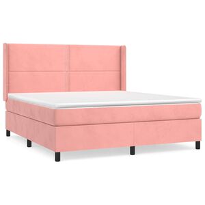 vidaXL Cama box spring con colch&oacute;n terciopelo rosa 180x200 cm