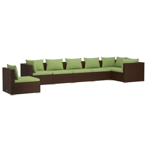 vidaXL Set muebles de jardín 7 piezas y cojines ratán sintético marrón