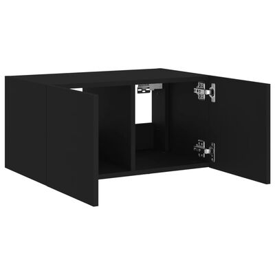 vidaXL Mueble de TV de pared con luces LED negro 60x35x31 cm