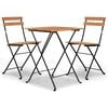 vidaXL Muebles cafeter&iacute;a plegables 3 piezas madera maciza teca y acero