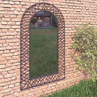 vidaXL Espejo de pared de jardín arqueado 60x110 cm negro