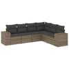 vidaXL Set de muebles de jard&iacute;n 6 pzas y cojines rat&aacute;n sint&eacute;tico gris