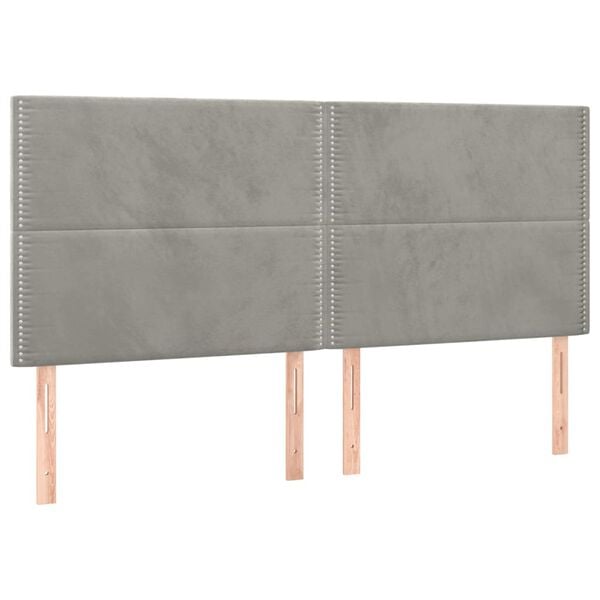 vidaXL Cabecero gris claro 200x5x118/128 cm terciopelo