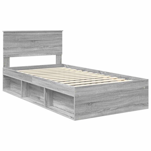 vidaXL Estructura de cama con cabecera Gris Sonoma 100 x 200 cm