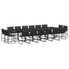 vidaXL Juego de comedor de jard&iacute;n 17 pzas con cojines textileno negro