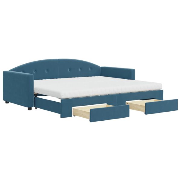 vidaXL Sof&aacute; cama nido con cajones terciopelo azul 90x200 cm