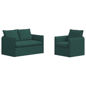 vidaXL Juego de Sof&aacute; 2 pcs Verde oscuro 136 x 82 x 85 cm Tela
