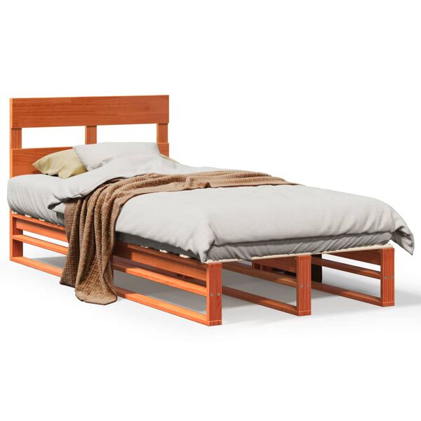 vidaXL Estructura de cama sin colch&oacute;n madera maciza marr&oacute;n 90x190 cm