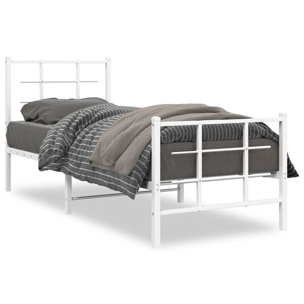 vidaXL Estructura cama sin colch&oacute;n con estribo metal blanco 75x190 cm