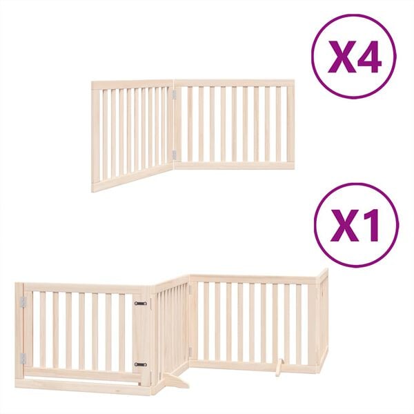vidaXL Puerta para perros plegable 12 paneles madera de &aacute;lamo 960 cm