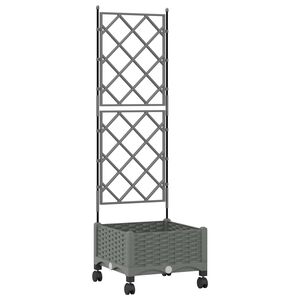 vidaXL Jardinera con enrejado y ruedas Gris Claro 40 x 40 x 131,5 cm