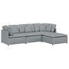 vidaXL Sof&aacute; modular con reposapi&eacute;s y cojines, tejido gris claro