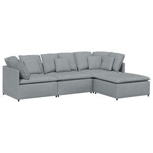 vidaXL Sof&aacute; modular con reposapi&eacute;s y cojines, tejido gris claro
