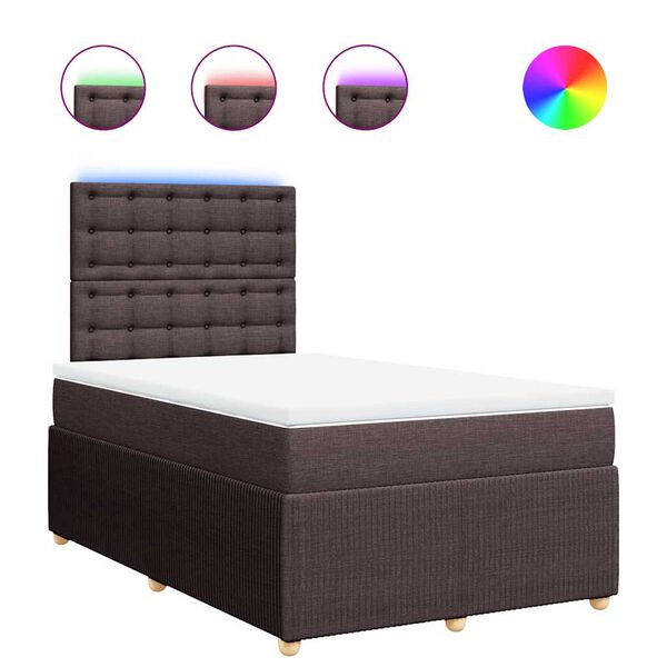 vidaXL Cama box spring con colch&oacute;n tela marr&oacute;n oscuro 120x200 cm