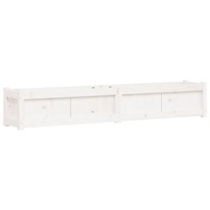 vidaXL Jardinera de madera maciza de pino blanca 180x31x31 cm