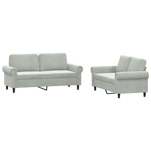 vidaXL Juego de sof&aacute;s con cojines 2 piezas terciopelo gris claro
