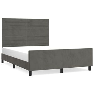 vidaXL Estructura de cama sin colch&oacute;n terciopelo gris oscuro 140x190cm