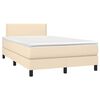 vidaXL Cama box spring con colch&oacute;n y luces LED tela crema 120x190 cm