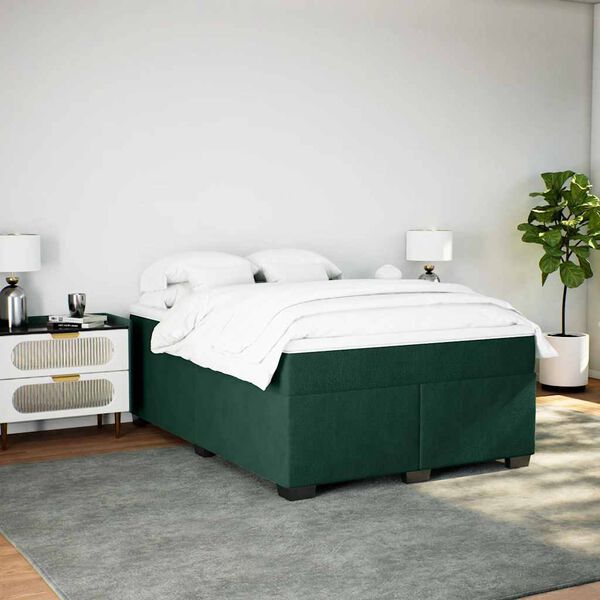 vidaXL Cama box spring con colchón terciopelo verde oscuro 140x200 cm