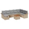 vidaXL Conjunto de sof&aacute;s de jard&iacute;n 9 uds. Beige rat&aacute;n sint&eacute;tico