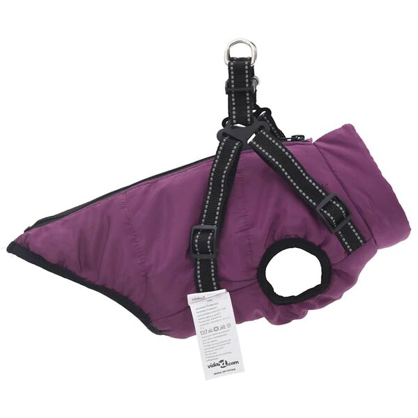 vidaXL Abrigo para perro con arnés impermeable reflectante L morado