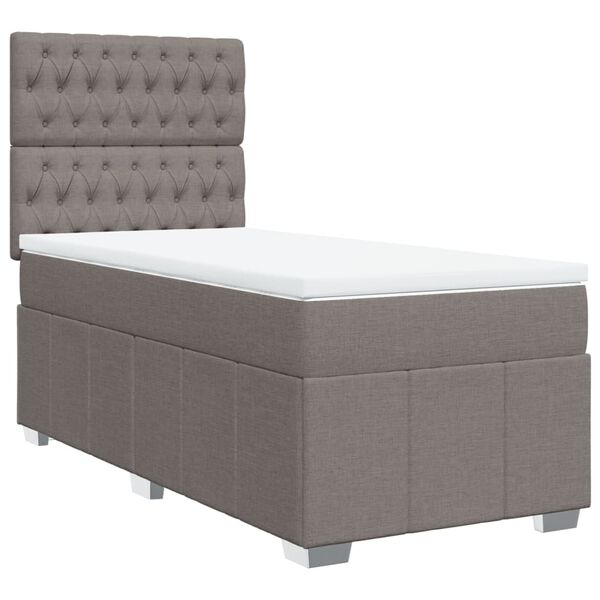 vidaXL Cama box spring con colch&oacute;n tela gris taupe 80x200 cm