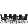 vidaXL Juego de comedor para jard&iacute;n 9 piezas negro