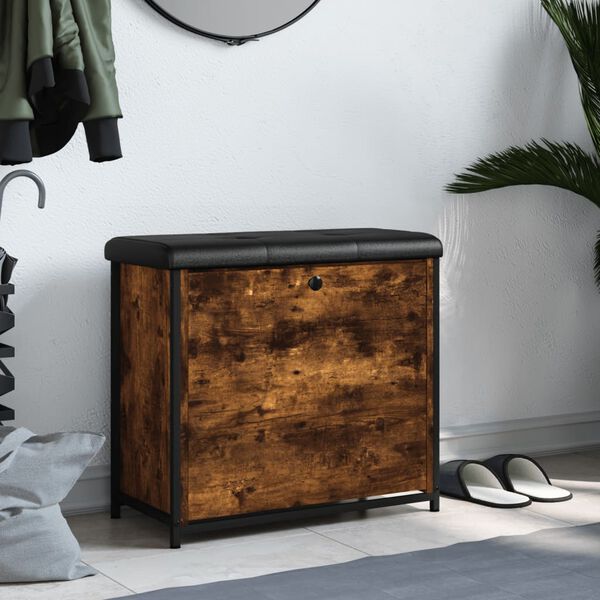 vidaXL Banco zapatero con cajón abatible roble ahumado 62x32x56 cm