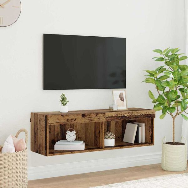 vidaXL Conjunto de mueble de TV con LED Madera Vieja 100 x 30 x 30 cm