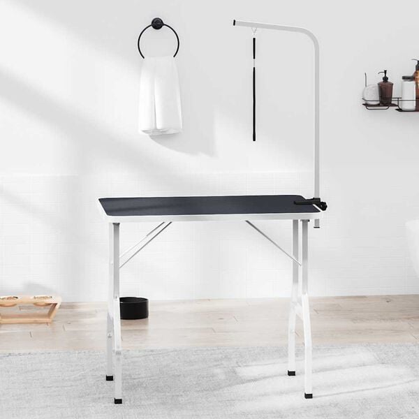 vidaXL Mesa de baño para perros, gatos y mascotas ajustable 1 lazo