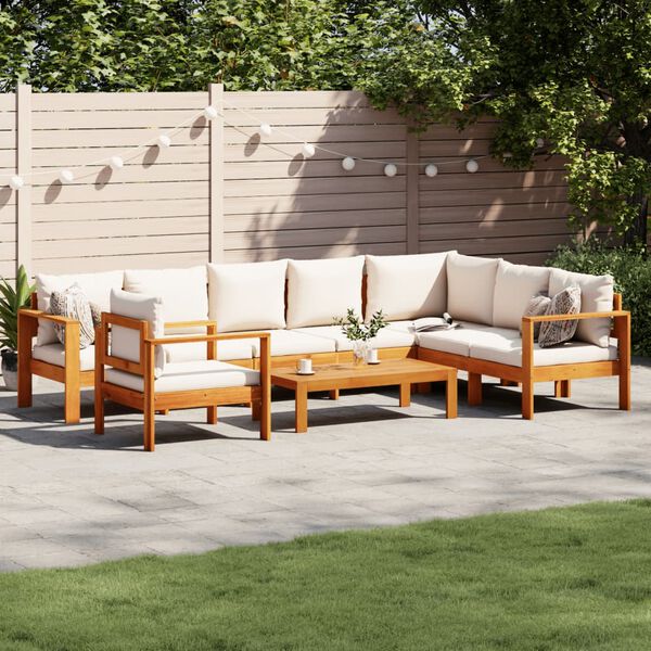 vidaXL Set de sof&aacute;s de jard&iacute;n con cojines 6 pzas madera maciza acacia
