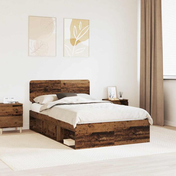 vidaXL Estructura de cama con cabecera Madera vieja 120 x 200 cm