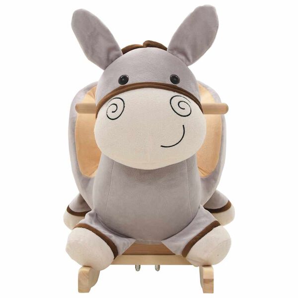 vidaXL Burro balanc&iacute;n de peluche con respaldo gris 60x32x55 cm