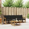 vidaXL Conjunto de sof&aacute;s de exterior con coj&iacute;n 5 pcs Natural y negro