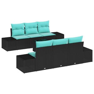 vidaXL Conjunto de sof&aacute; de jard&iacute;n 8 uds. Negro y Turquesa
