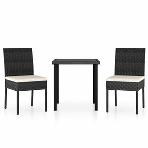 vidaXL Conjunto de comedor de jard&iacute;n 3 piezas rat&aacute;n sint&eacute;tico negro