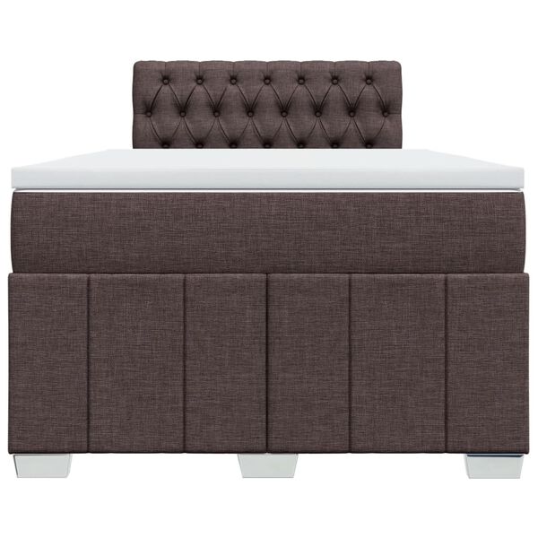 vidaXL Cama box spring con colch&oacute;n tela marr&oacute;n oscuro 120x190 cm