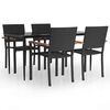 vidaXL Juego de comedor de jard&iacute;n 5 piezas rat&aacute;n sint&eacute;tico negro