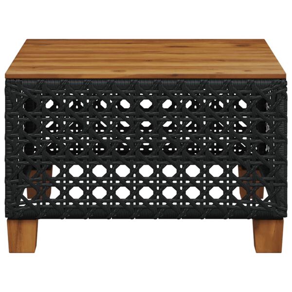 vidaXL Mesa de jardín ratán PE y madera acacia negro 55x55x36 cm