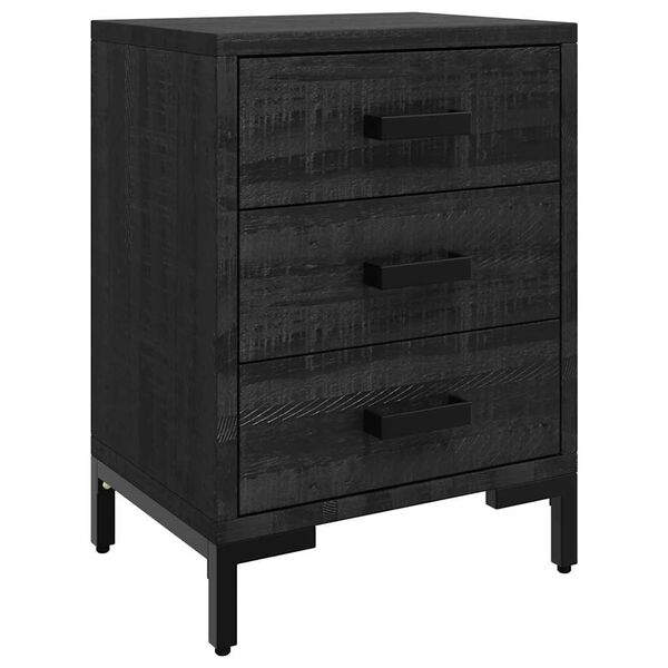 vidaXL Mesita de noche madera maciza pino reciclada negra 40x30x55 cm