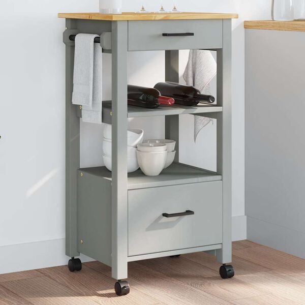 vidaXL Carrito de cocina MONZA madera maciza de pino 48x40x88,5 cm